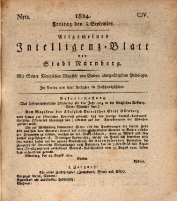 Allgemeines Intelligenz-Blatt der Stadt Nürnberg Freitag 3. September 1824