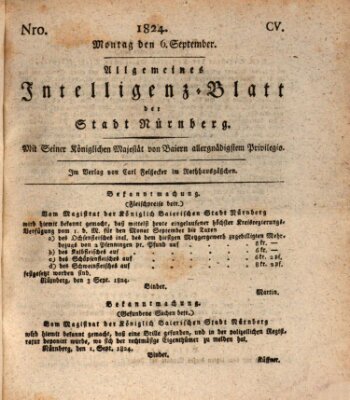 Allgemeines Intelligenz-Blatt der Stadt Nürnberg Montag 6. September 1824