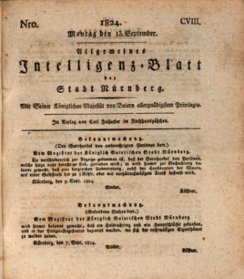 Allgemeines Intelligenz-Blatt der Stadt Nürnberg Montag 13. September 1824