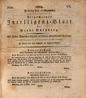 Allgemeines Intelligenz-Blatt der Stadt Nürnberg Freitag 17. September 1824