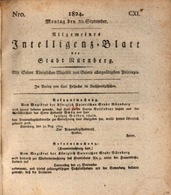 Allgemeines Intelligenz-Blatt der Stadt Nürnberg Montag 20. September 1824