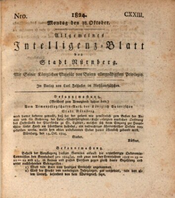 Allgemeines Intelligenz-Blatt der Stadt Nürnberg Montag 18. Oktober 1824