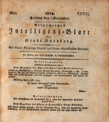 Allgemeines Intelligenz-Blatt der Stadt Nürnberg Freitag 5. November 1824