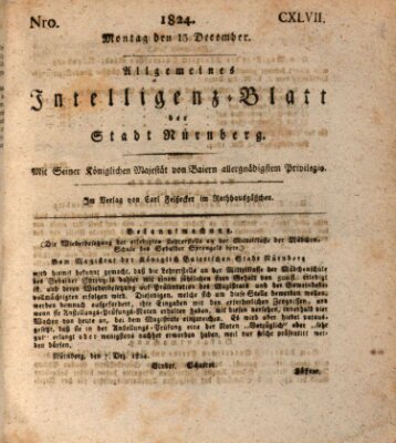 Allgemeines Intelligenz-Blatt der Stadt Nürnberg Montag 13. Dezember 1824