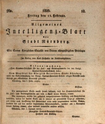 Allgemeines Intelligenz-Blatt der Stadt Nürnberg Freitag 11. Februar 1825