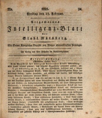 Allgemeines Intelligenz-Blatt der Stadt Nürnberg Freitag 25. Februar 1825