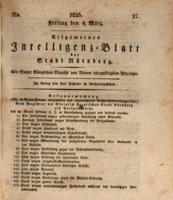 Allgemeines Intelligenz-Blatt der Stadt Nürnberg Freitag 4. März 1825