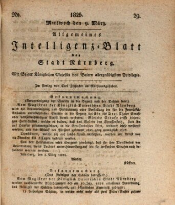 Allgemeines Intelligenz-Blatt der Stadt Nürnberg Mittwoch 9. März 1825