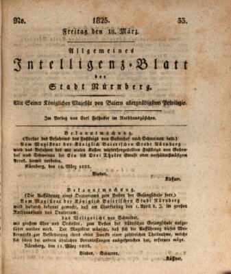 Allgemeines Intelligenz-Blatt der Stadt Nürnberg Freitag 18. März 1825