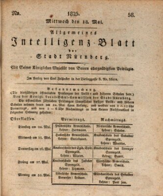 Allgemeines Intelligenz-Blatt der Stadt Nürnberg Mittwoch 18. Mai 1825