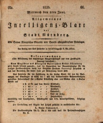 Allgemeines Intelligenz-Blatt der Stadt Nürnberg Mittwoch 8. Juni 1825