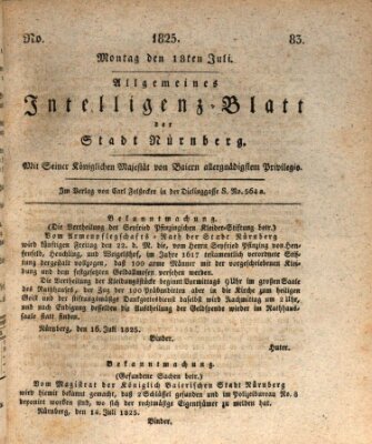 Allgemeines Intelligenz-Blatt der Stadt Nürnberg Montag 18. Juli 1825