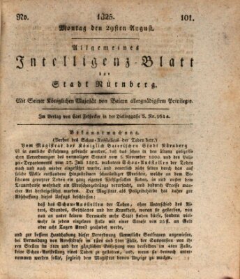 Allgemeines Intelligenz-Blatt der Stadt Nürnberg Montag 29. August 1825