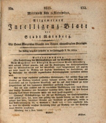 Allgemeines Intelligenz-Blatt der Stadt Nürnberg Mittwoch 9. November 1825