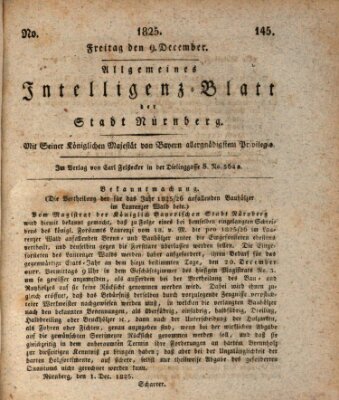 Allgemeines Intelligenz-Blatt der Stadt Nürnberg Freitag 9. Dezember 1825