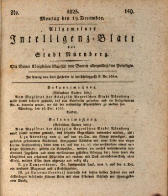 Allgemeines Intelligenz-Blatt der Stadt Nürnberg Montag 19. Dezember 1825