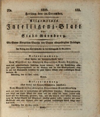 Allgemeines Intelligenz-Blatt der Stadt Nürnberg Freitag 30. Dezember 1825