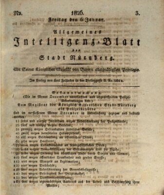 Allgemeines Intelligenz-Blatt der Stadt Nürnberg Freitag 6. Januar 1826