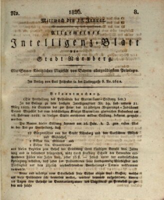 Allgemeines Intelligenz-Blatt der Stadt Nürnberg Mittwoch 18. Januar 1826