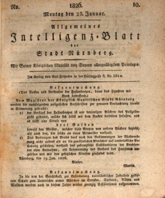 Allgemeines Intelligenz-Blatt der Stadt Nürnberg Montag 23. Januar 1826