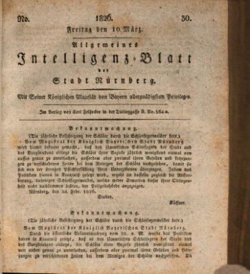 Allgemeines Intelligenz-Blatt der Stadt Nürnberg Freitag 10. März 1826