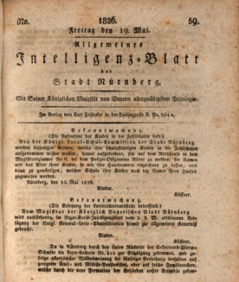 Allgemeines Intelligenz-Blatt der Stadt Nürnberg Freitag 19. Mai 1826