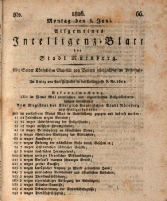 Allgemeines Intelligenz-Blatt der Stadt Nürnberg Montag 5. Juni 1826