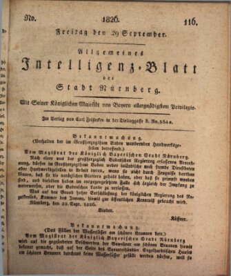 Allgemeines Intelligenz-Blatt der Stadt Nürnberg Freitag 29. September 1826