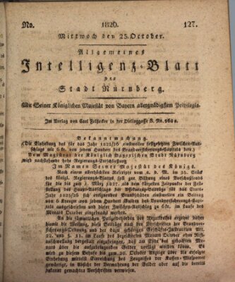 Allgemeines Intelligenz-Blatt der Stadt Nürnberg Mittwoch 25. Oktober 1826