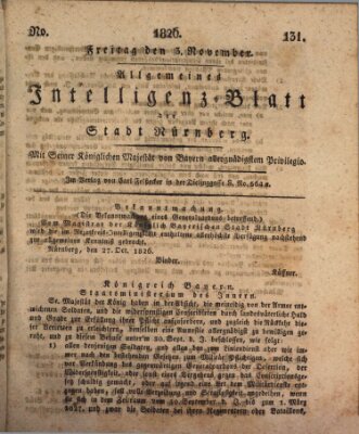 Allgemeines Intelligenz-Blatt der Stadt Nürnberg Freitag 3. November 1826