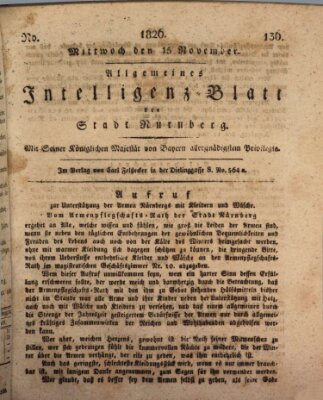 Allgemeines Intelligenz-Blatt der Stadt Nürnberg Mittwoch 15. November 1826