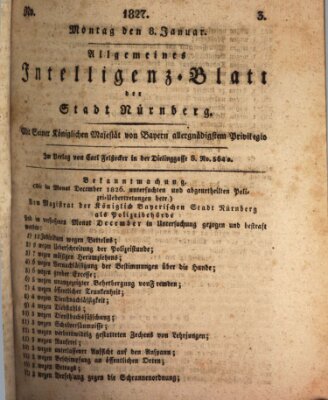 Allgemeines Intelligenz-Blatt der Stadt Nürnberg Montag 8. Januar 1827