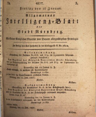 Allgemeines Intelligenz-Blatt der Stadt Nürnberg Freitag 12. Januar 1827