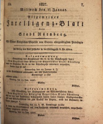 Allgemeines Intelligenz-Blatt der Stadt Nürnberg Mittwoch 17. Januar 1827