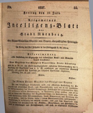 Allgemeines Intelligenz-Blatt der Stadt Nürnberg Freitag 20. Juli 1827