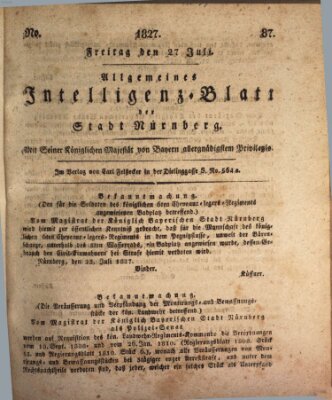 Allgemeines Intelligenz-Blatt der Stadt Nürnberg Freitag 27. Juli 1827