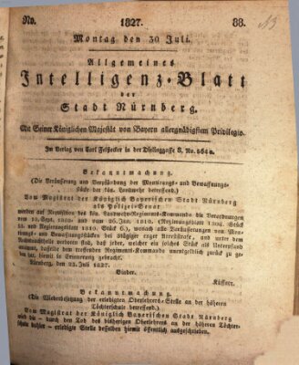 Allgemeines Intelligenz-Blatt der Stadt Nürnberg Montag 30. Juli 1827