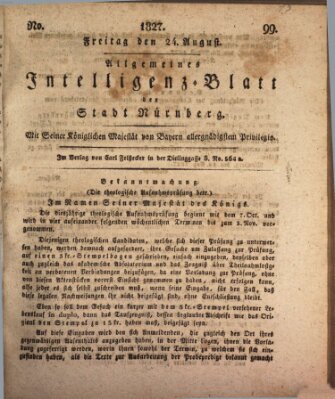 Allgemeines Intelligenz-Blatt der Stadt Nürnberg Freitag 24. August 1827