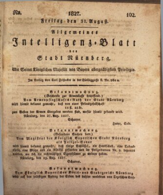 Allgemeines Intelligenz-Blatt der Stadt Nürnberg Freitag 31. August 1827