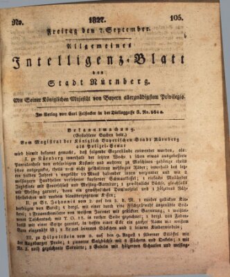 Allgemeines Intelligenz-Blatt der Stadt Nürnberg Freitag 7. September 1827