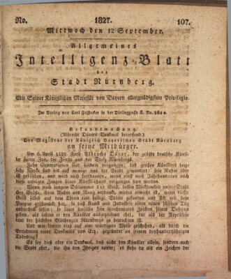 Allgemeines Intelligenz-Blatt der Stadt Nürnberg Mittwoch 12. September 1827