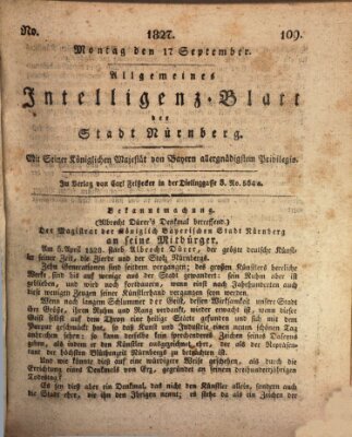 Allgemeines Intelligenz-Blatt der Stadt Nürnberg Montag 17. September 1827