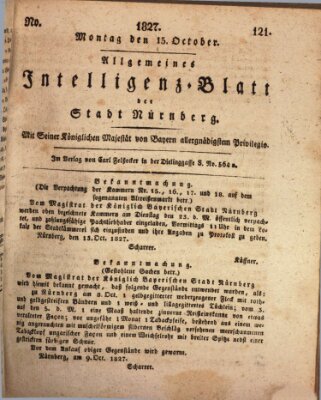 Allgemeines Intelligenz-Blatt der Stadt Nürnberg Montag 15. Oktober 1827