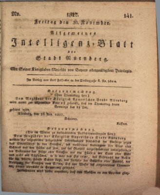 Allgemeines Intelligenz-Blatt der Stadt Nürnberg Freitag 30. November 1827