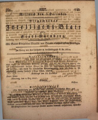 Allgemeines Intelligenz-Blatt der Stadt Nürnberg Mittwoch 5. Dezember 1827