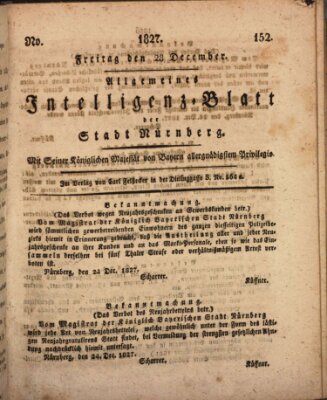 Allgemeines Intelligenz-Blatt der Stadt Nürnberg Freitag 28. Dezember 1827