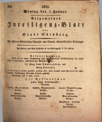 Allgemeines Intelligenz-Blatt der Stadt Nürnberg Montag 7. Januar 1828