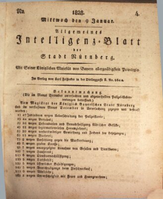 Allgemeines Intelligenz-Blatt der Stadt Nürnberg Mittwoch 9. Januar 1828