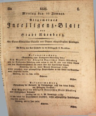 Allgemeines Intelligenz-Blatt der Stadt Nürnberg Montag 14. Januar 1828