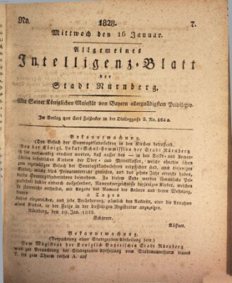 Allgemeines Intelligenz-Blatt der Stadt Nürnberg Mittwoch 16. Januar 1828